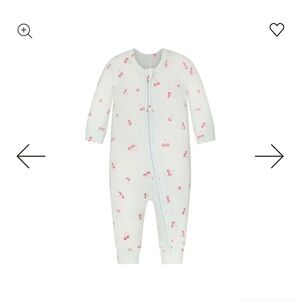 SKIMS White and Pink Cherry print Footie Pajamas